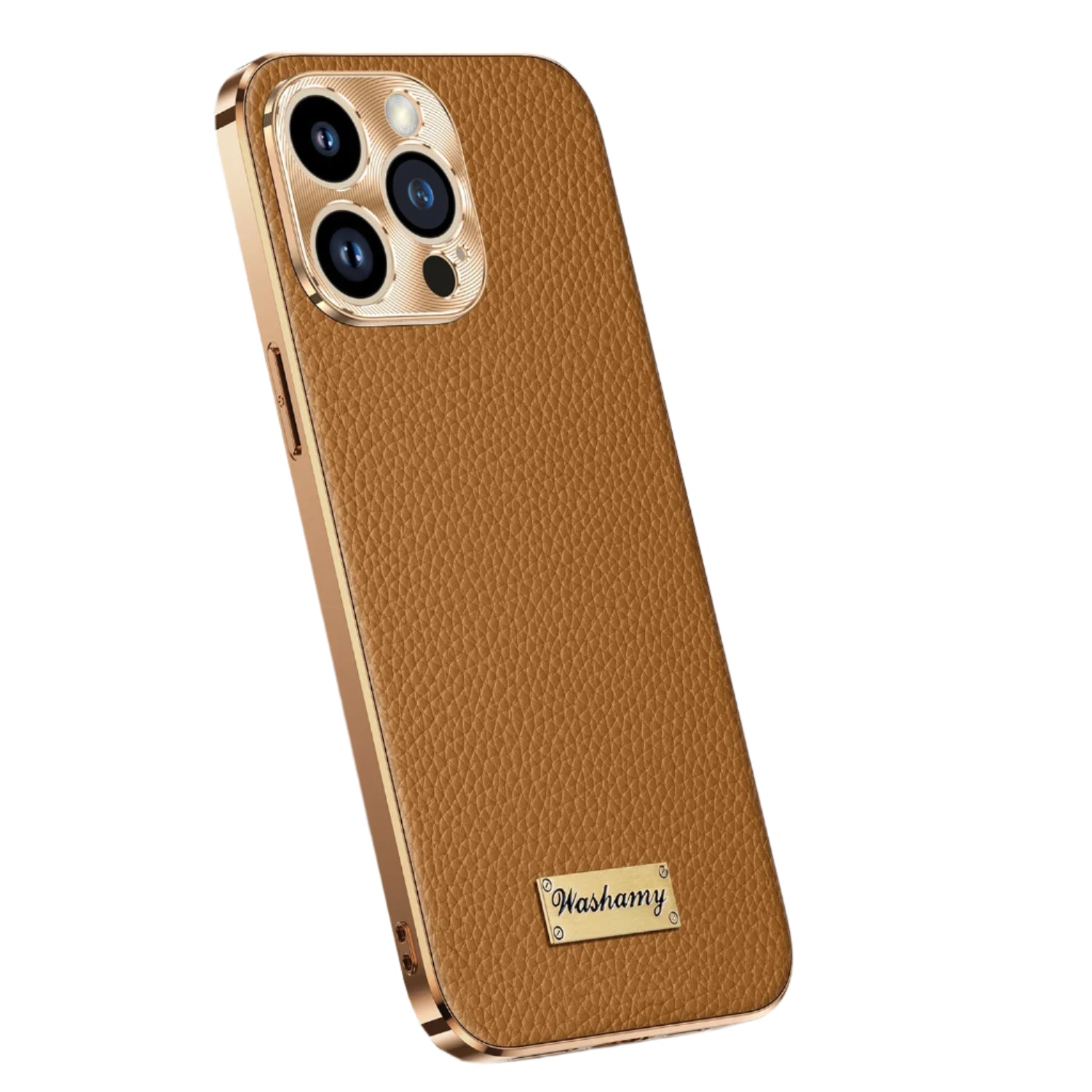 Luxury Genuine Leather Matte Case with Soft Plated Border for iPhone 16 Series