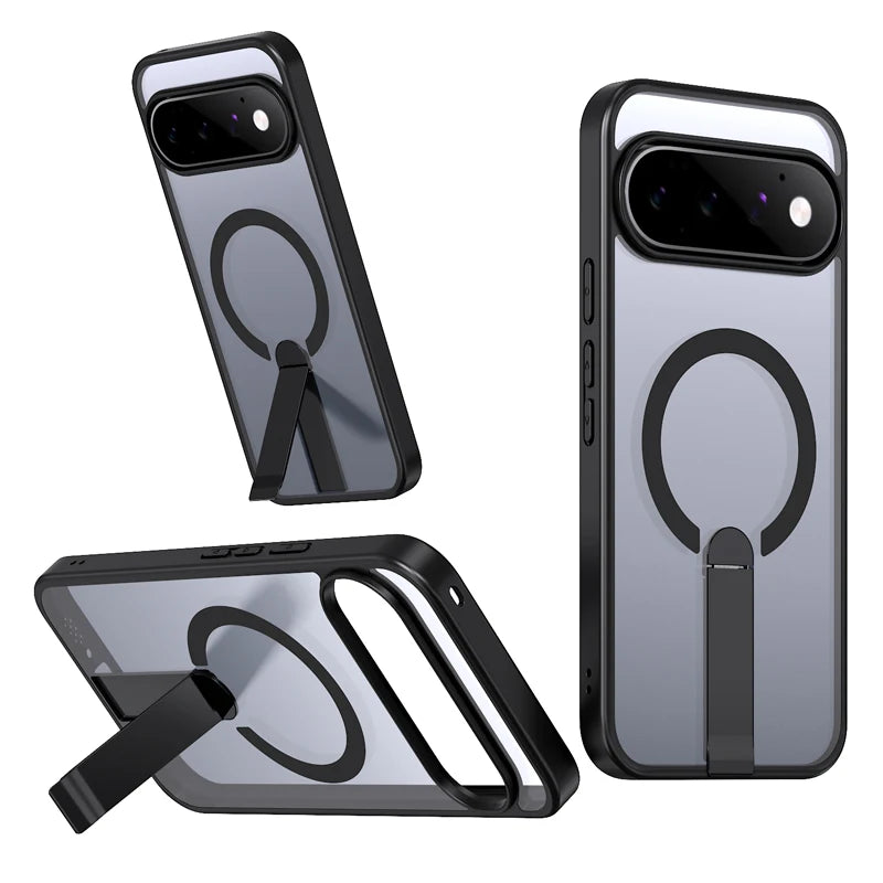 Matte PC+TPU Kickstand Case with 360° Rotating Metal Bracket for Google Pixel 11 Series
