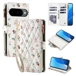 Quilted Floral Crossbody Wallet Case with Shoulder Strap for Google Pixel 10 Series