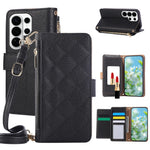 Quilted Faux Leather Crossbody Wallet Case with Detachable Adjustable Lanyard Strap for Samsung Galaxy S26 Series