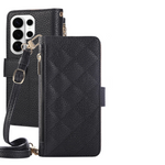 Quilted Faux Leather Crossbody Wallet Case with Detachable Adjustable Strap for Samsung Galaxy S24 Series