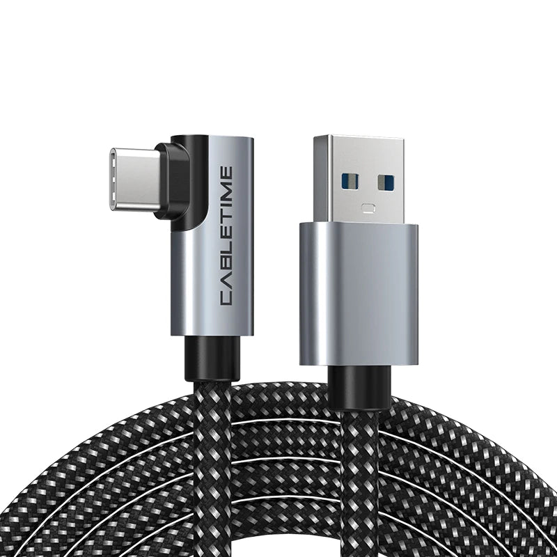 CABLETIME 90-Degree USB Type-C Nylon Braided Cable