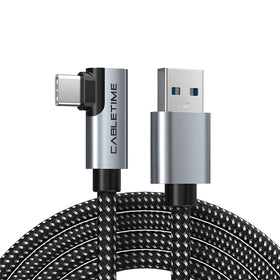 CABLETIME 90-Degree USB Type-C Nylon Braided Cable