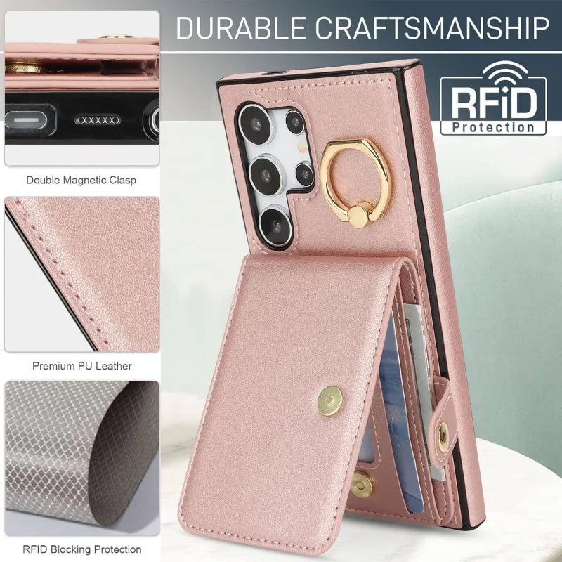 Protective Leather Wallet Case with Card Slots for Samsung Galaxy S24 Series