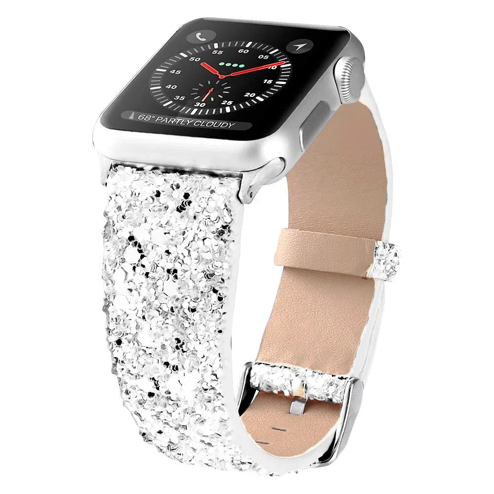 Luxury Shiny Glitter Leather Strap for Apple Watch