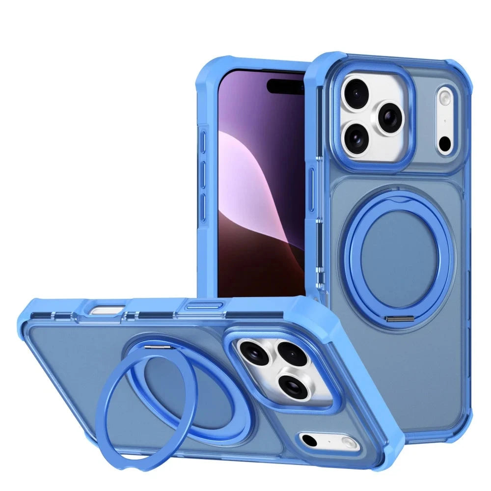 Matte Translucent MagSafe Case with 360° Rotatable Kickstand for iPhone 17 Series