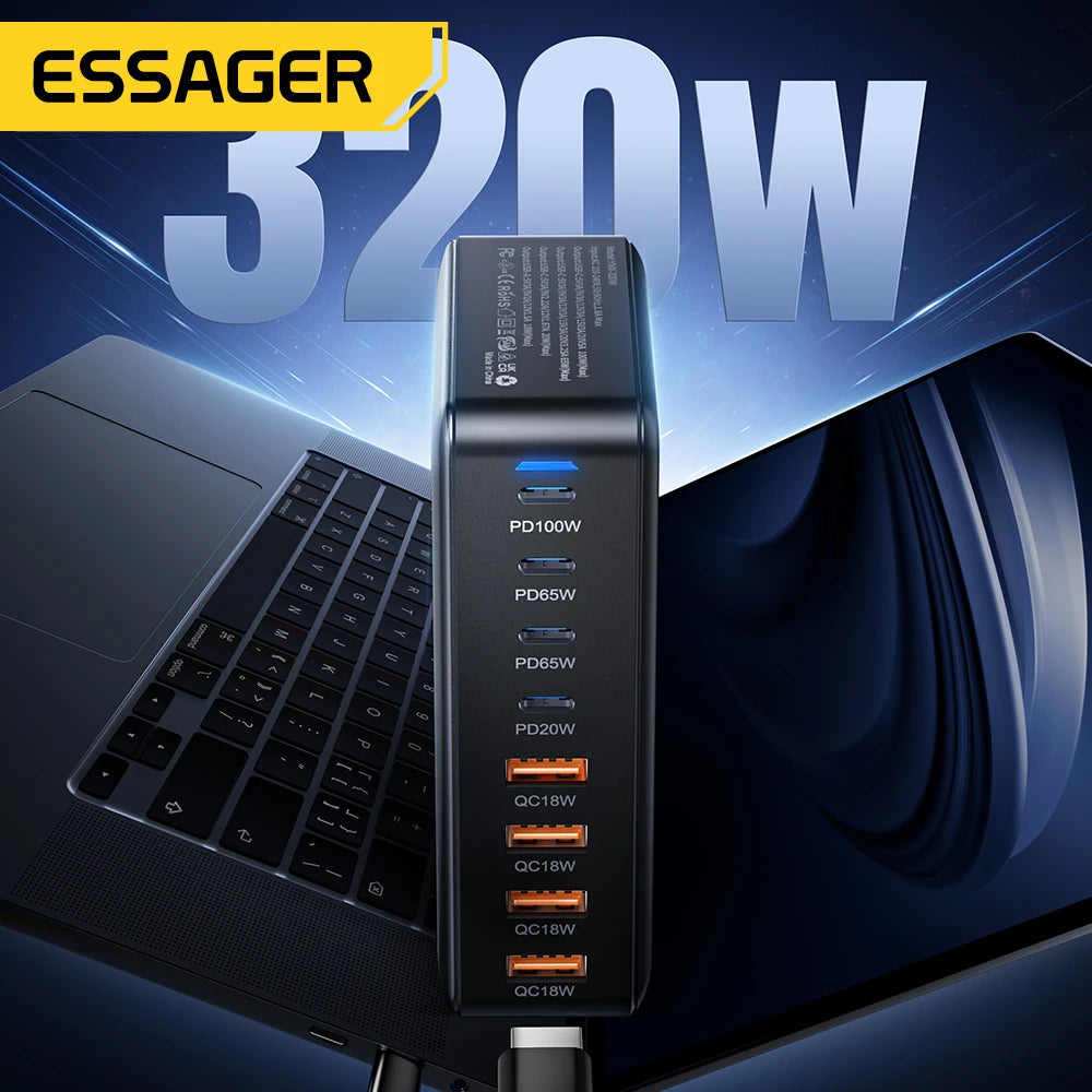 Essager 320W GaN 8-Port USB-C Charging Station