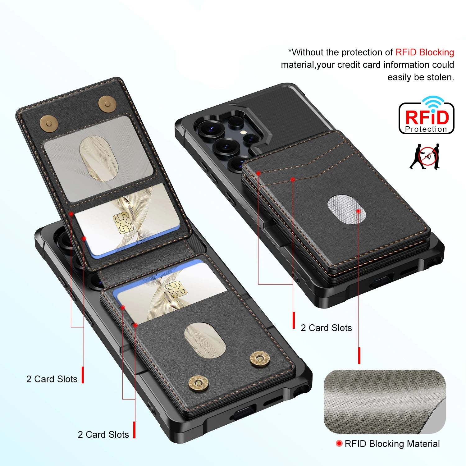 Premium Leather Case with Detachable Card Slot Wallet for Samsung Galaxy S26 Series