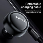 ACEFAST 53W Dual Port Car Charger with Retractable USB-C Cables