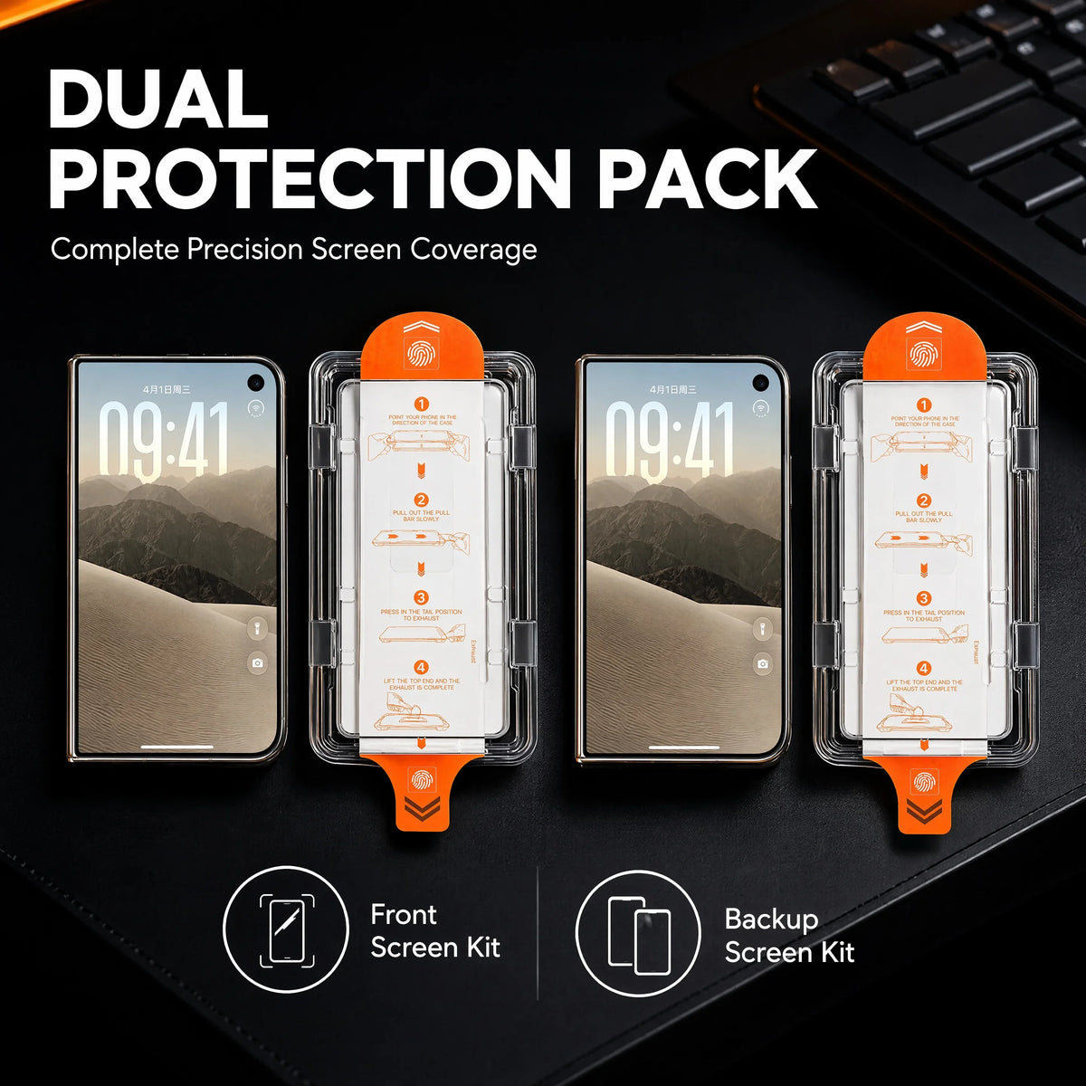 9H Tempered Glass Screen Protector With Auto-Alignment Tray for iPhone Duo