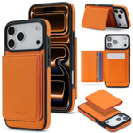 Luxury MagSafe Leather Case with Removable Multi Card Holder for iPhone 17 Series