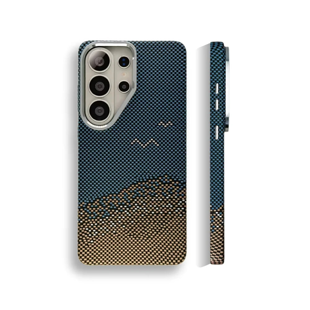 Carbon Fiber Magnetic Case with Metal Lens Cover for Samsung Galaxy S25 Ultra