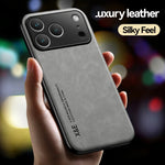 iPhone 17 Series PU Leather Magnetic Case with Built-In Metal Plate