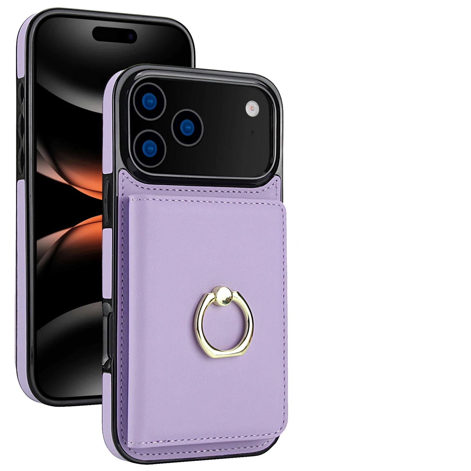 iPhone 17 Series Leather Case with Card Holder and Kickstand