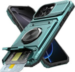 iPhone 16 Series Shockproof Magnetic Heavy Duty Case with Ring & Card Slot