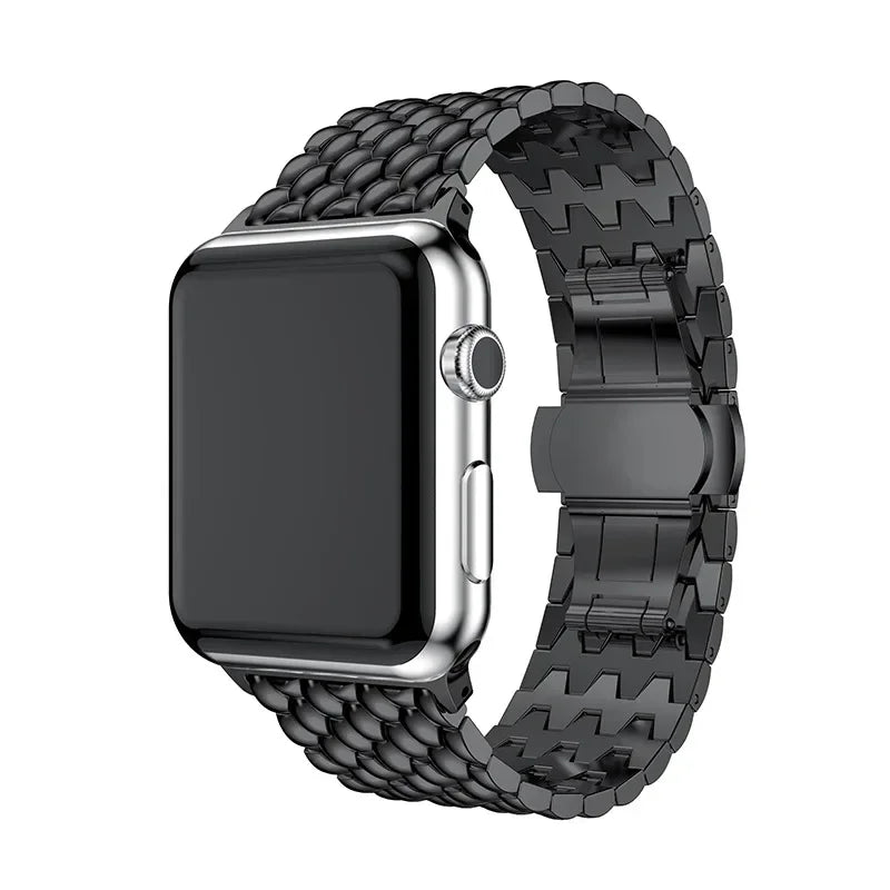 Dragon Pattern Stainless Steel Metal Strap for Apple Watch