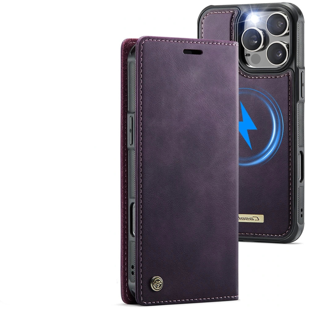 Slim MagSafe Leather Card Wallet Case for iPhone 16 Series