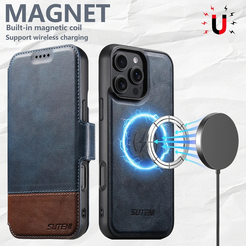 3-in-1 MagSafe Leather Wallet Case with Card Holder for iPhone 16 Series