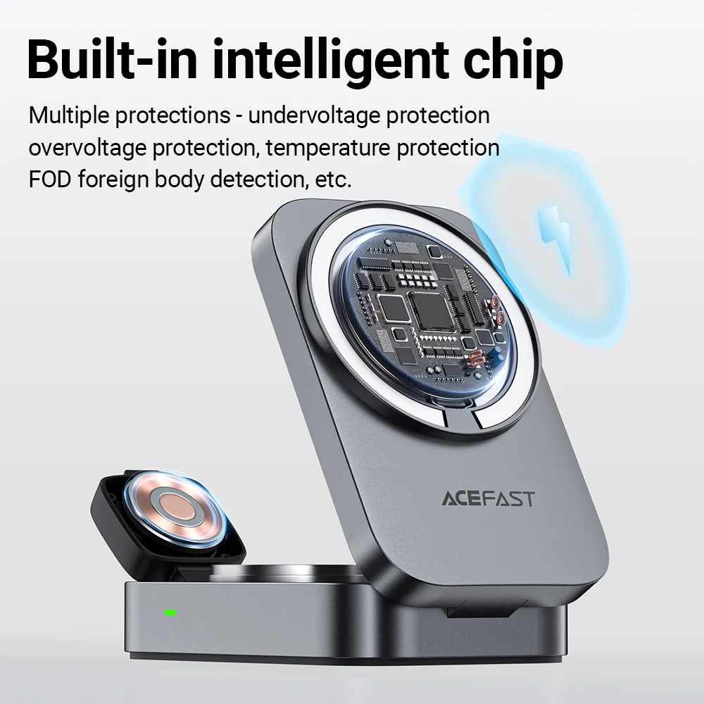 ACEFAST E22 3-in-1 Foldable 15W Magnetic Wireless Charging Station