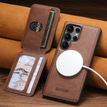 Magnetic Leather Case with Detachable Card Holder for Samsung Galaxy S25 Ultra