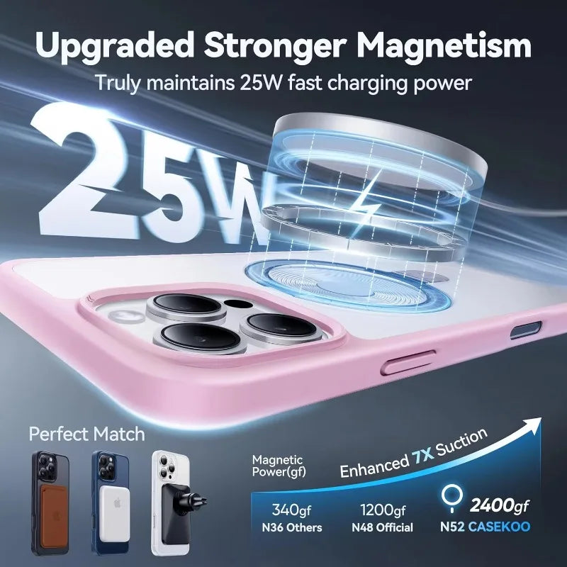 Shockproof Translucent Matte MagSafe Case with Invisible Stand for iPhone 16 Series