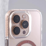Transparent Frosted MagSafe Case with Oval Glitter Ring for iPhone 16 Series