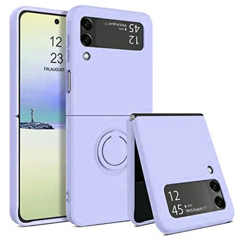 Liquid Silicone Phone Case with Ring Holder & Grip Stand for Samsung Galaxy Z Flip 6