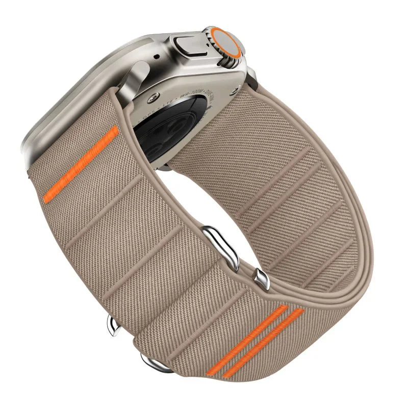 Woven Nylon Loop Closure Band with Shaped Buckle for Apple Watch