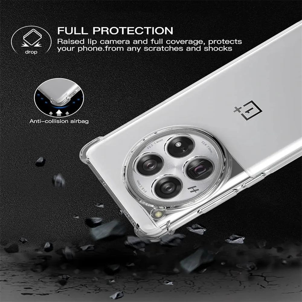 Clear Shock-Absorbing Silicone Bumper Case for OnePlus 12