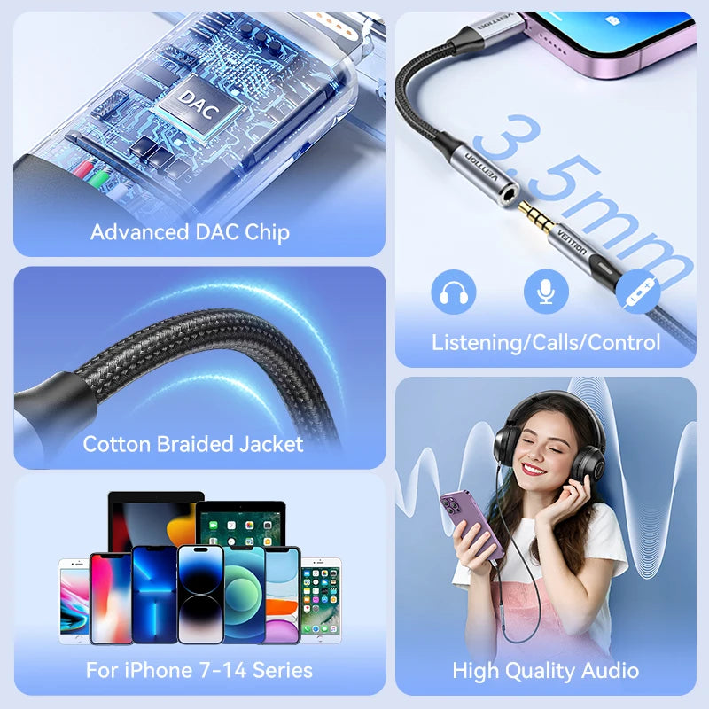 Vention Lightning to 3.5mm DAC Adapter