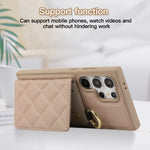 Plaid Pattern Leather Crossbody Wallet Case for Samsung Galaxy S25 Series