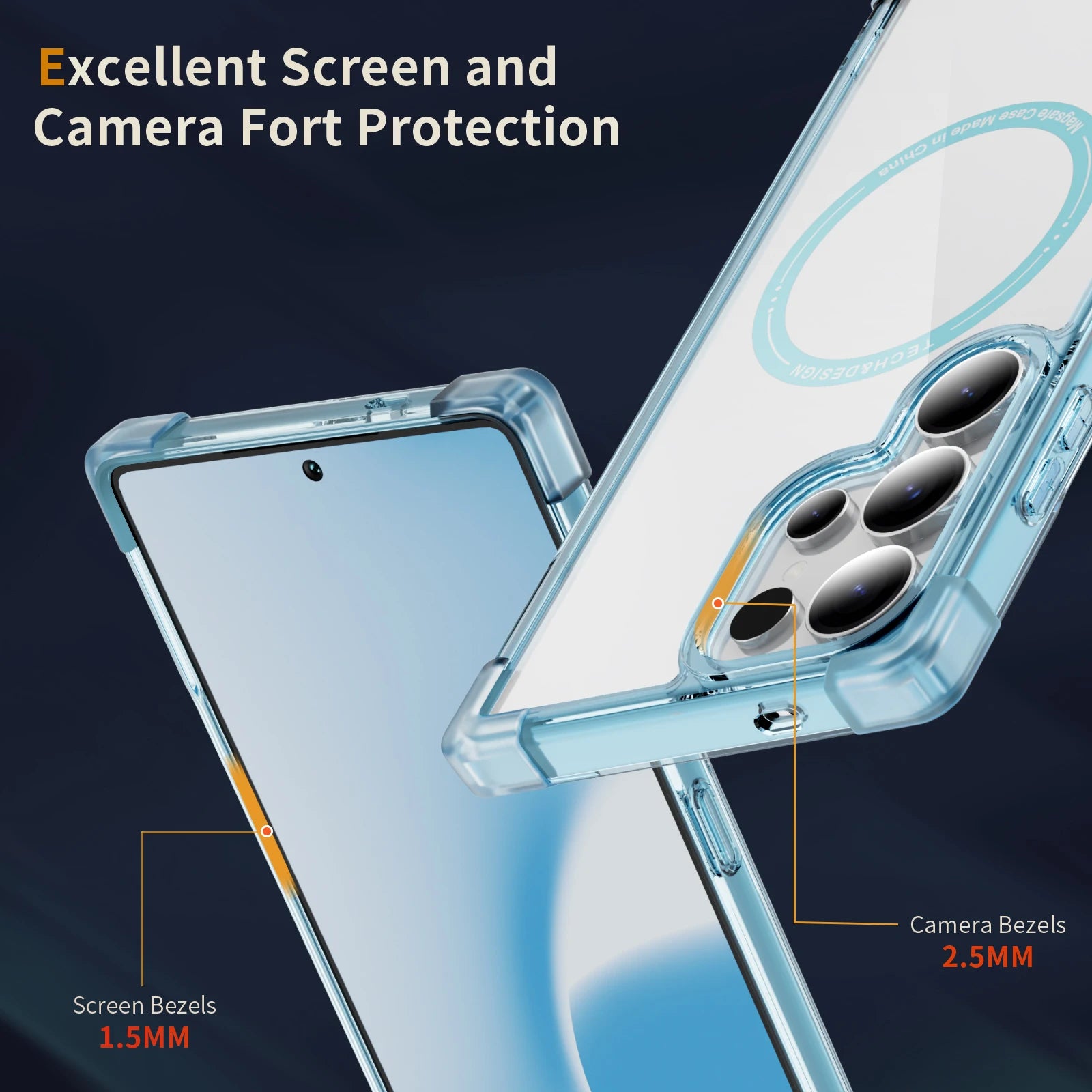 Clear Shockproof Magnetic Case with Airbag Protection for Samsung Galaxy S25 Series