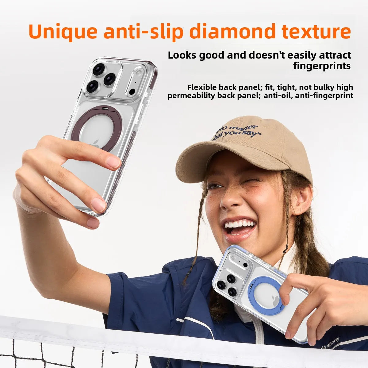 Anti-Yellowing Clear MagSafe Case with Rotating Kickstand for iPhone 17 Series