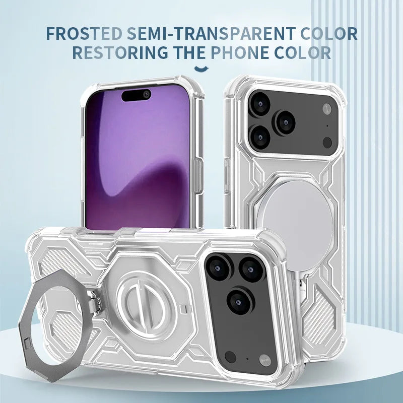 Shockproof Magnetic Case for iPhone 17 Series with 360° Rotating Ring Holder
