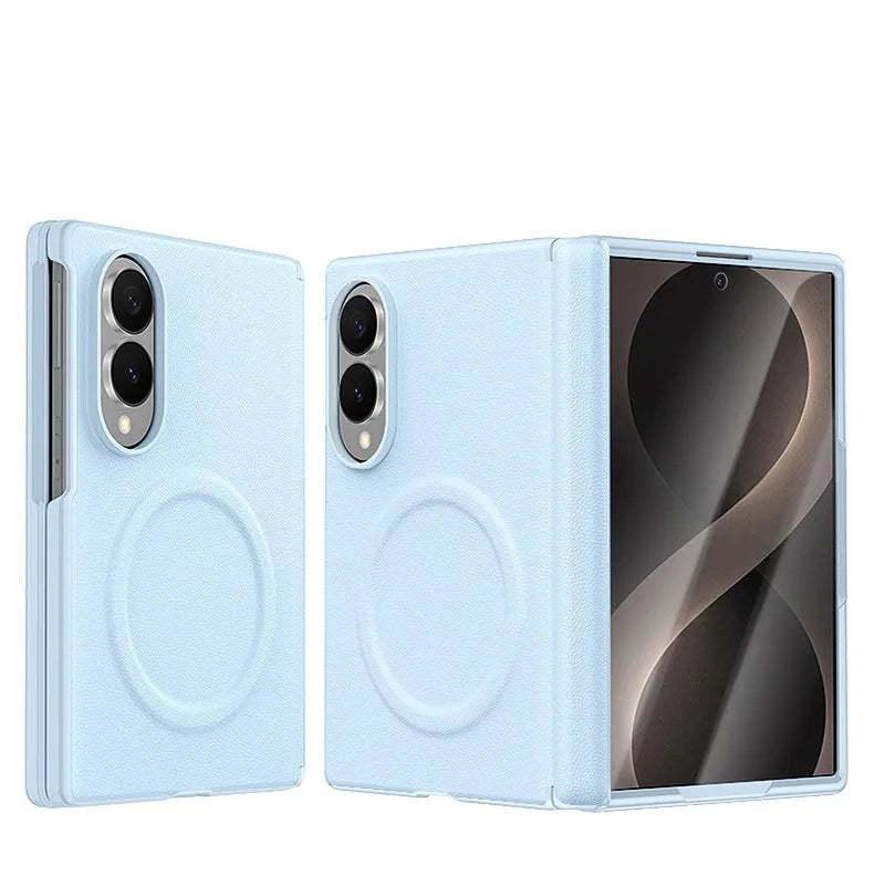 Luxury Magnetic Vegan Leather Case with Screen Protector for Samsung Galaxy Z Fold 8