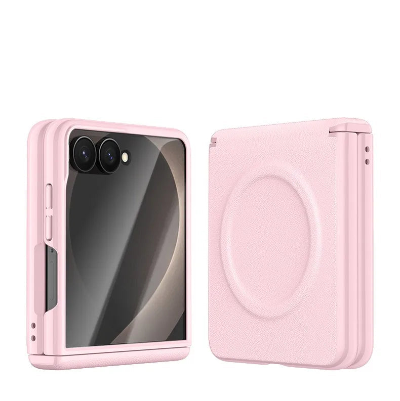Luxury Magnetic Vegan Leather Case with Screen Protector for Samsung Galaxy Z Flip 8
