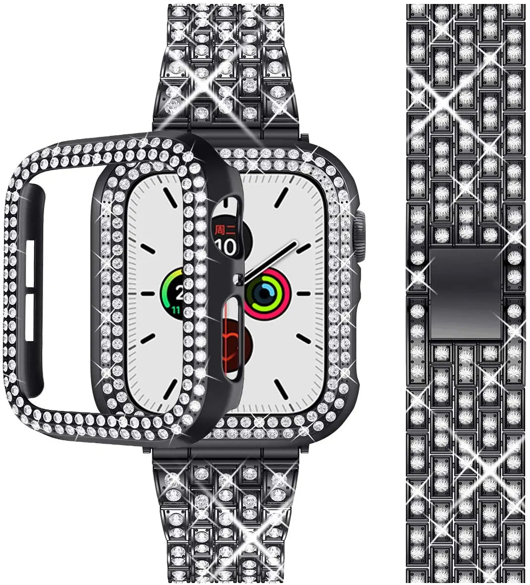 Diamond Stainless Steel Bracelet + Case for Apple Watch