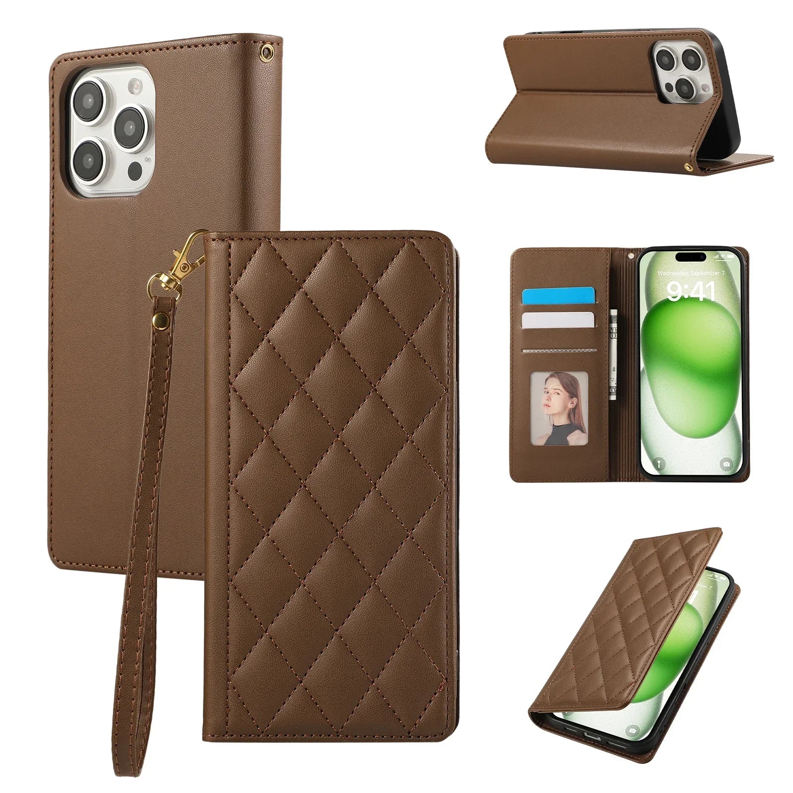 Protective Leather Wallet Case for iPhone 15 Series