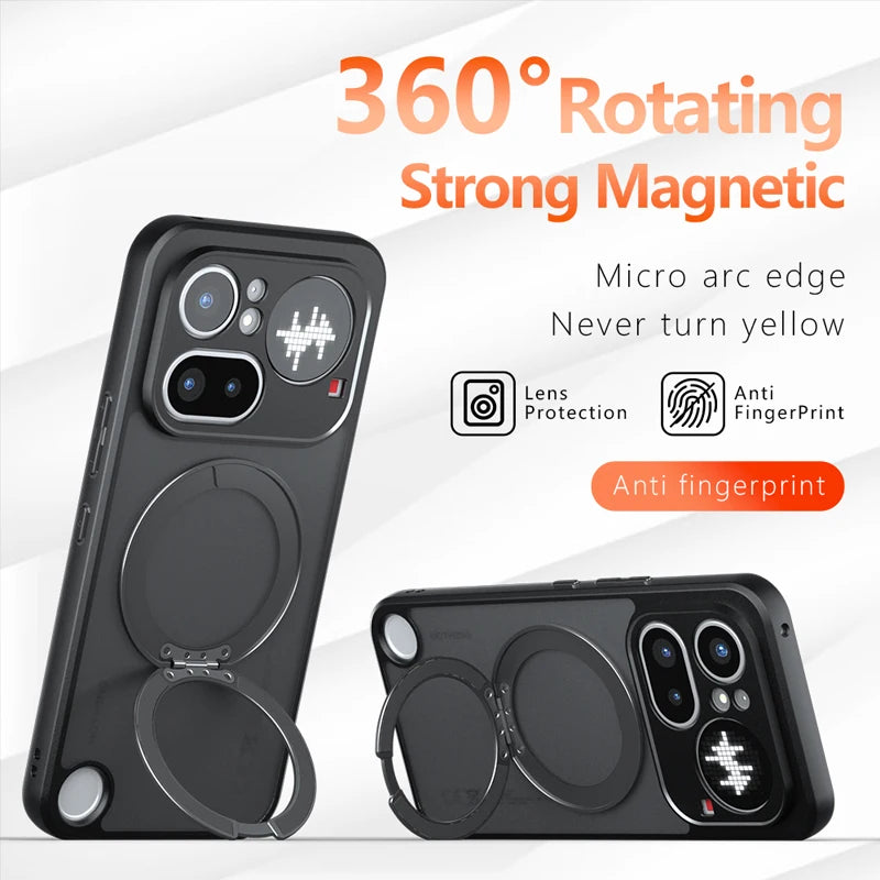 Nothing Phone 4a Pro Anti-Fingerprint Translucent Magnetic Case with Ring Holder