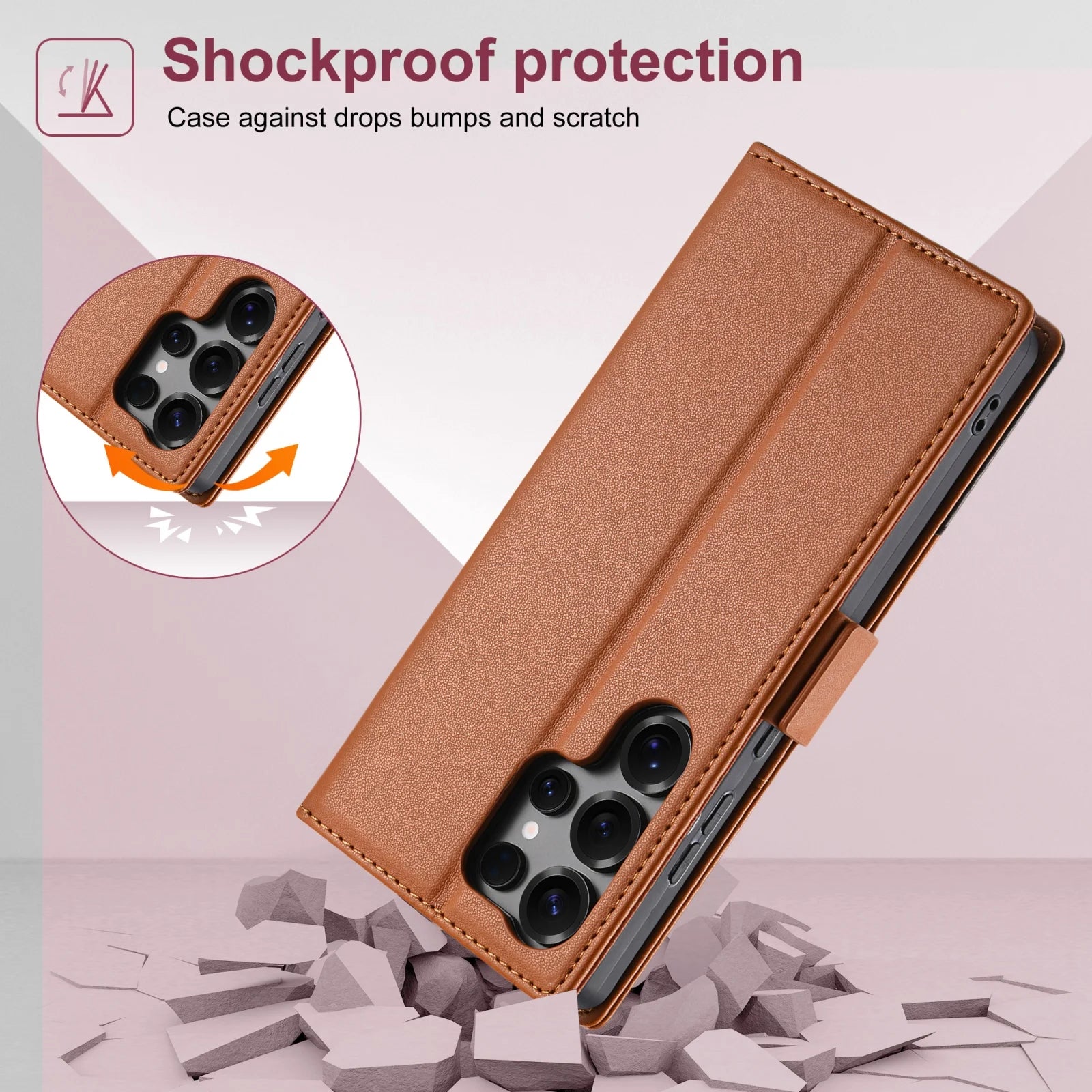 Luxury Leather RFID Wallet Case for Samsung Galaxy S26 Series