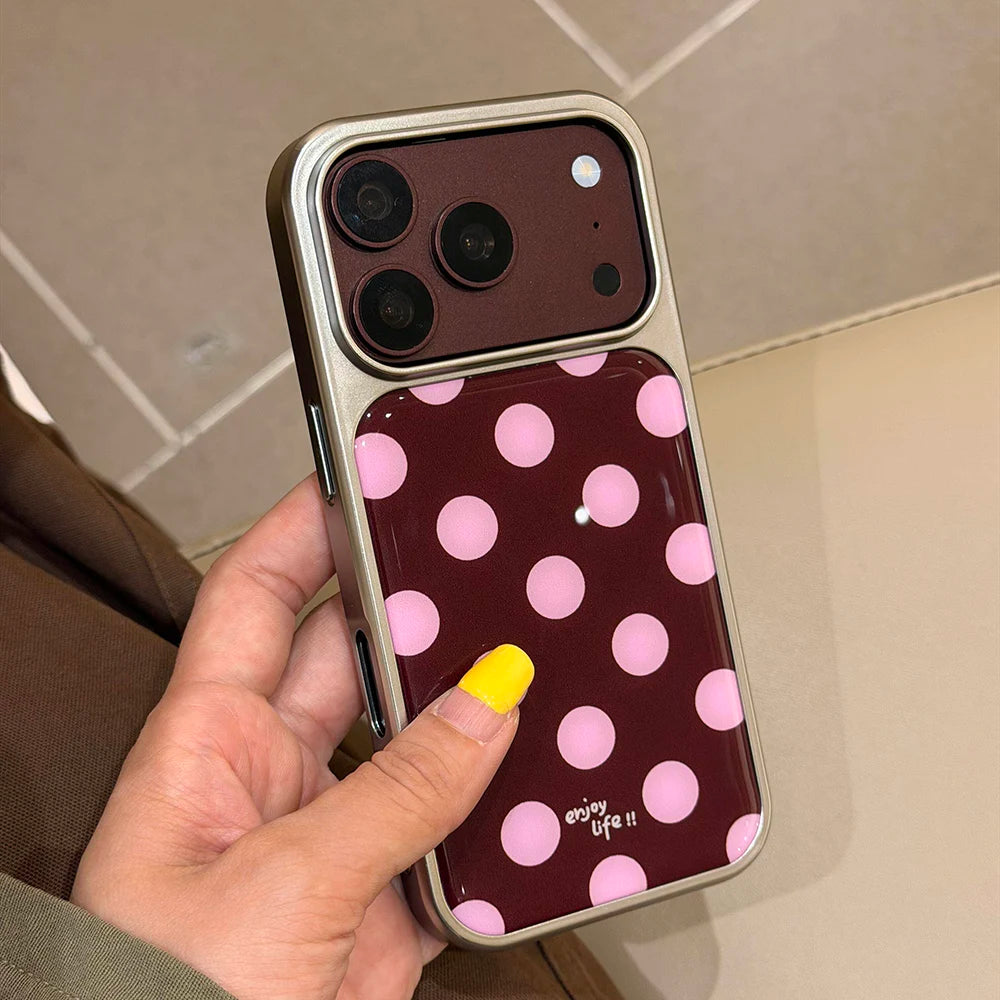 Polka Dot Hard Case with Raised Camera Frame for iPhone 18 Series