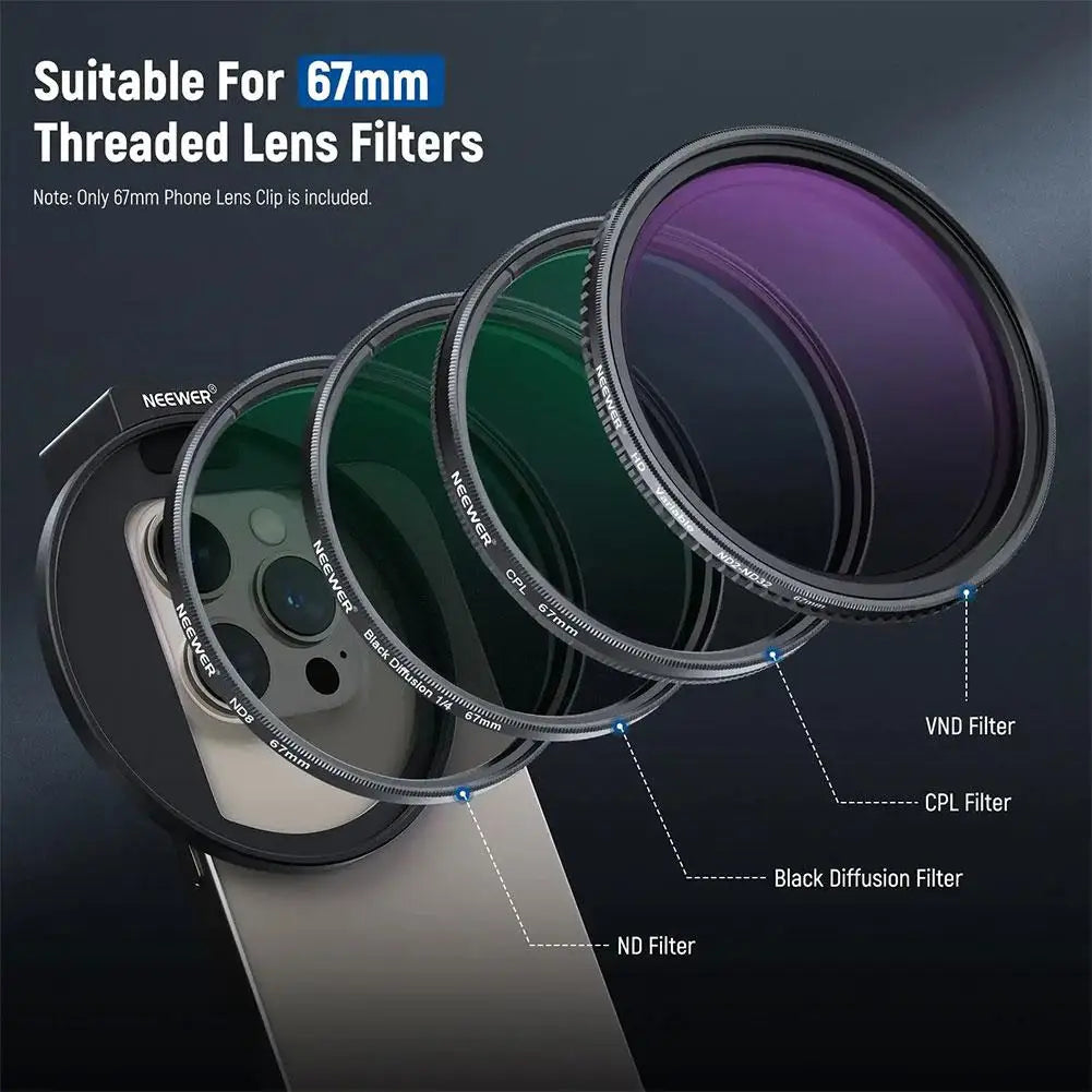 Neewer 67mm Phone Filter Holder with Cold Shoe Adapter