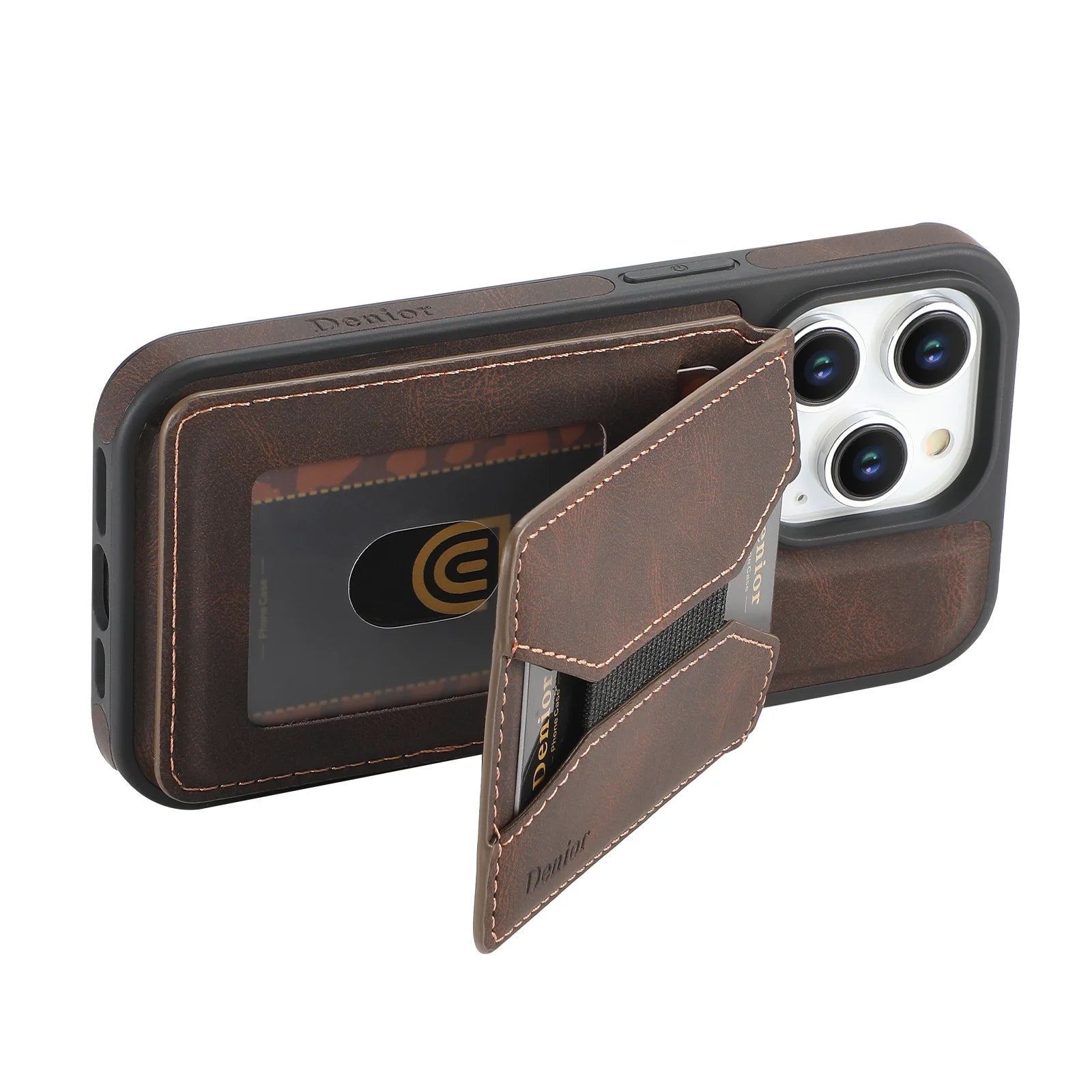 iPhone 16 Series Leather Magnetic Wallet Case with Detachable Card Bag