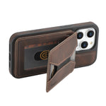 iPhone 15 Series Leather Magnetic Wallet Case with Detachable Card Bag & Ring Stand