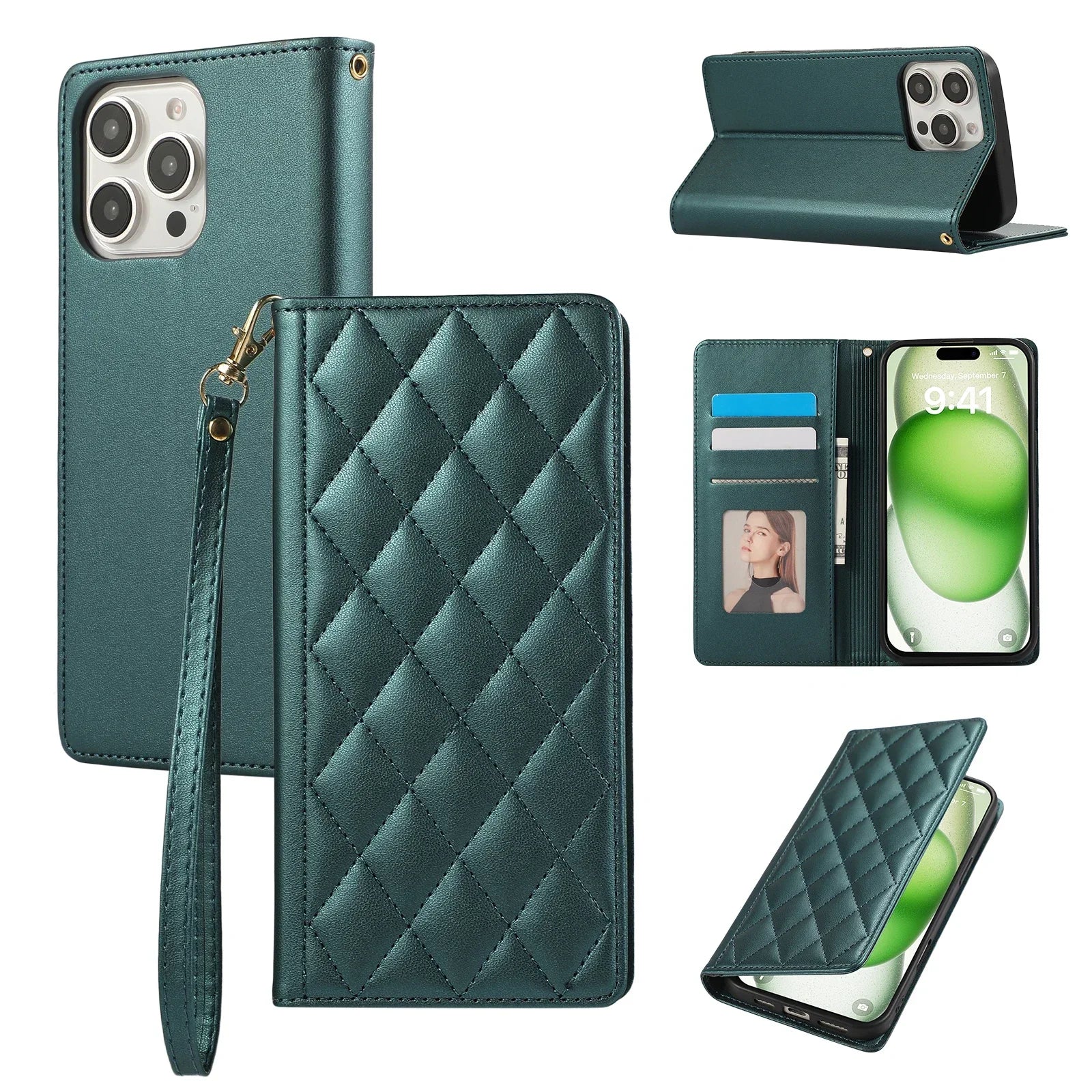 Protective Leather Wallet Case for iPhone 15 Series