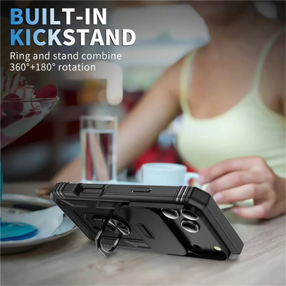 Heavy-Duty Military Armor Case with Sliding Camera Protection for iPhone 17 Series