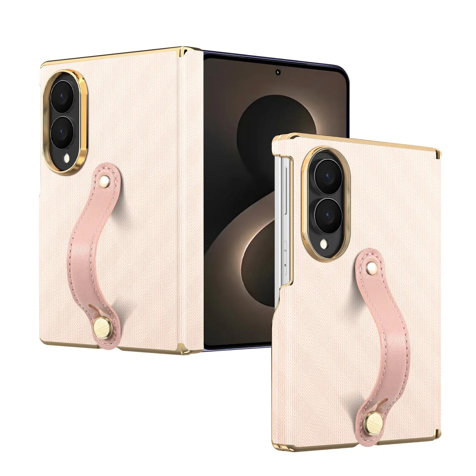 Luxury Business Velvet Leather Case with Wrist Strap for Samsung Galaxy Z Fold 8