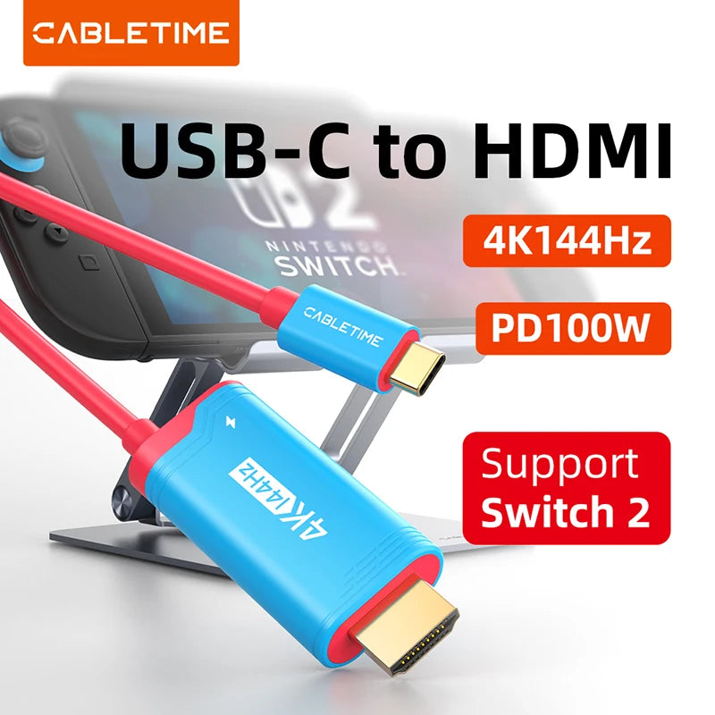 CABLETIME USB-C to HDMI Cable Adapter for Nintendo Switch 2