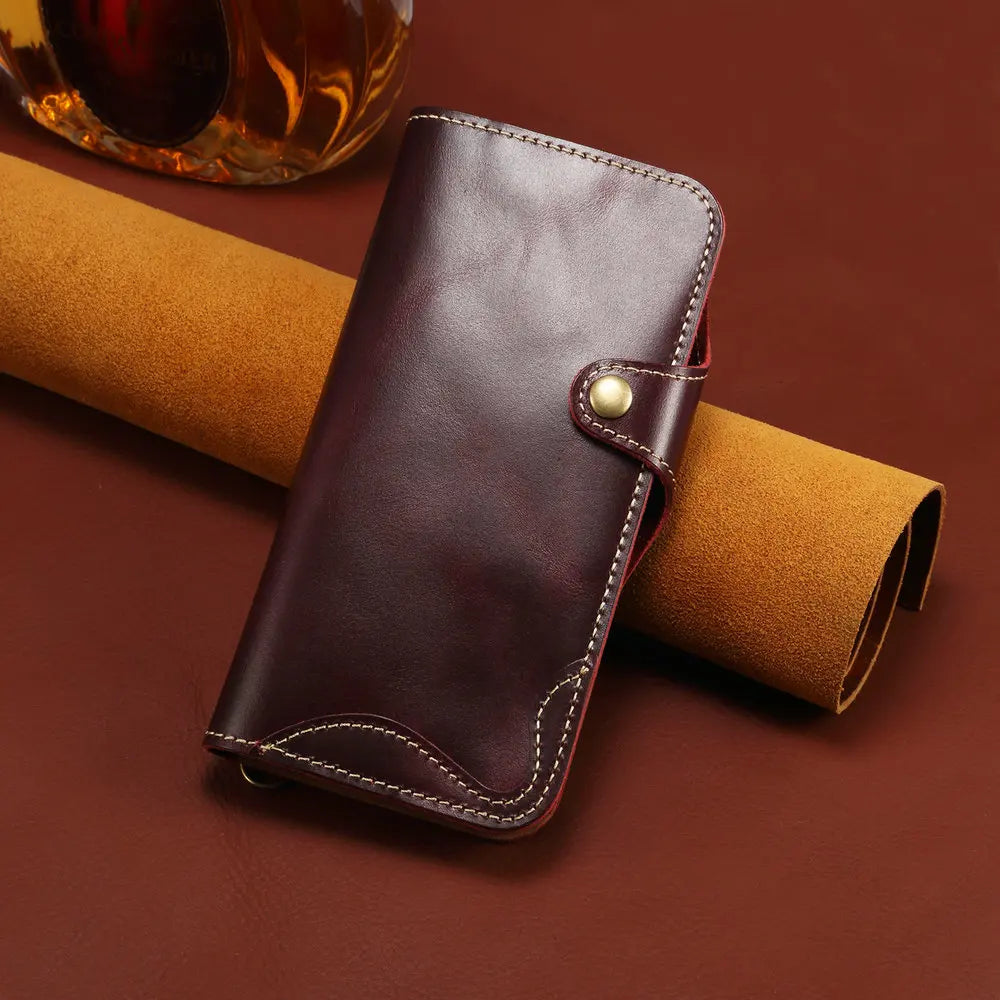 Genuine Leather Book Case Flip Case with Strap for Samsung Galaxy S26 Series