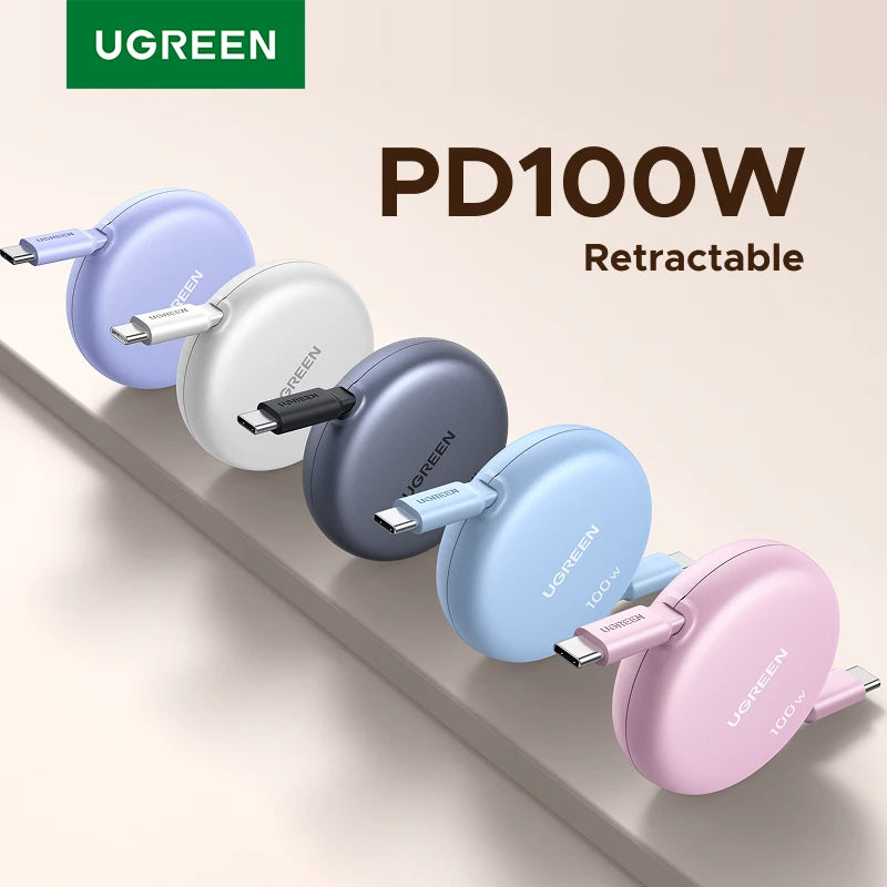 UGREEN 100W USB-C to USB-C PD Retractable Fast Charging Cable